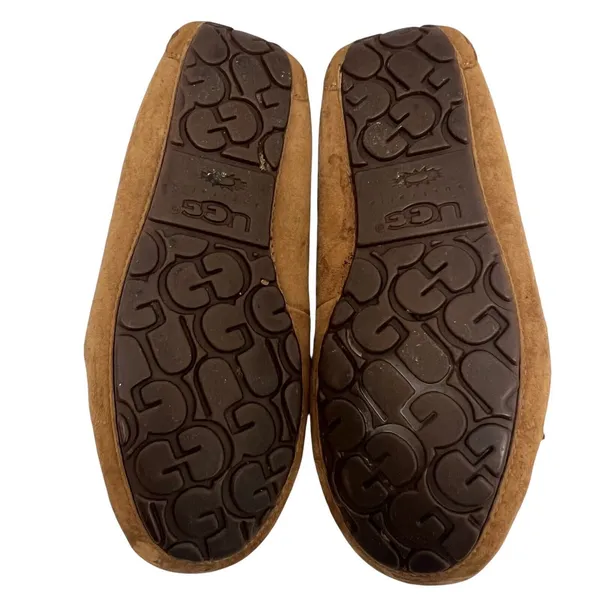 UGG Australia Dakota Suede Fur Lined Slip On Moccasins Loafers Chestnut Size 8 - Image 6