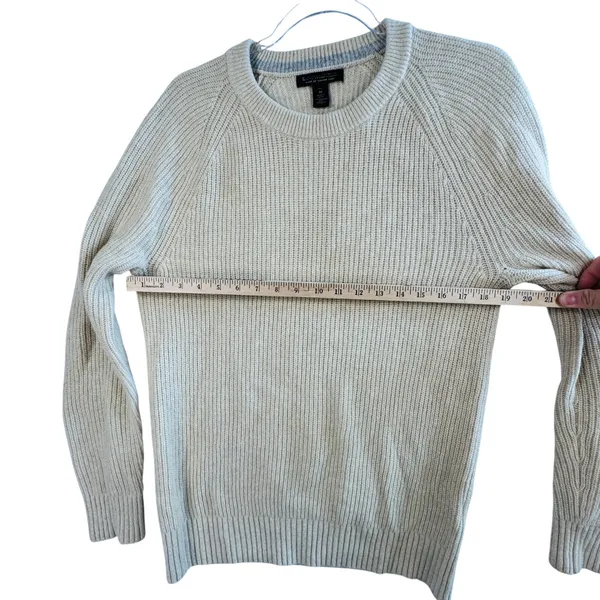 Banana‎ Republic Italian Yarn Wool Blend Sweater Beige M Tall Ribbed Crew Neck - Image 5