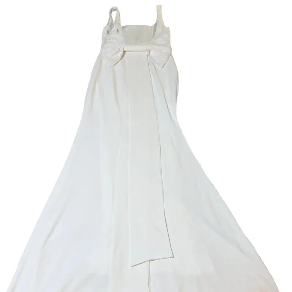 NWOT Lulus Size Medium Loving Fate White Bow Square Neck Backless Maxi Dress - Image 11