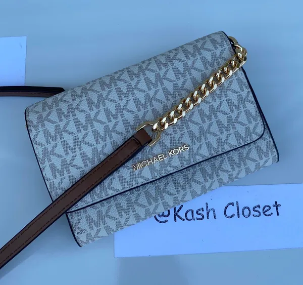 Michael Kors JST MD Phone Crossbody & Clutch Vanilla - Image 5