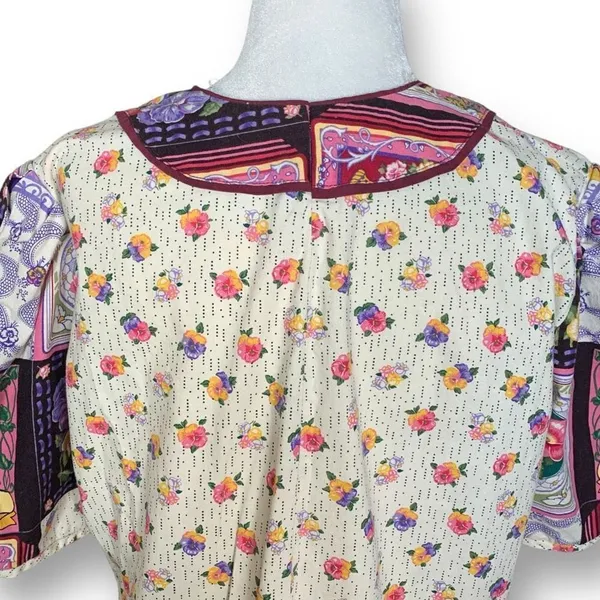 Vintage Handmade Square Dancing Skirt Set Purple Pansy Floral Printed Midi‎ - Image 11
