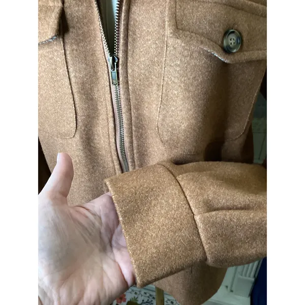 Hem & Thread Womens Brown Zip Up Plaid Lined Shacket Jacket Style 31200 Small - Image 3