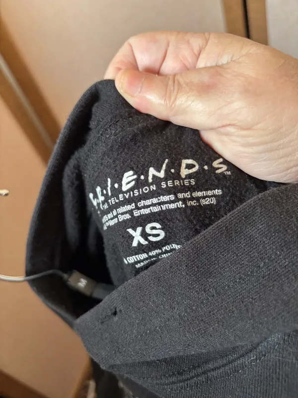 FRIENDS Black Pullover Sweatshirt with White Logo Print XS - Image 4