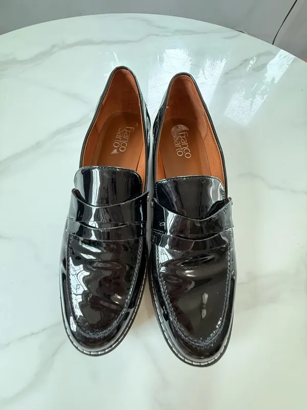 Franco Sarto Black Patent Leather Slip-On Loafers - Image 2