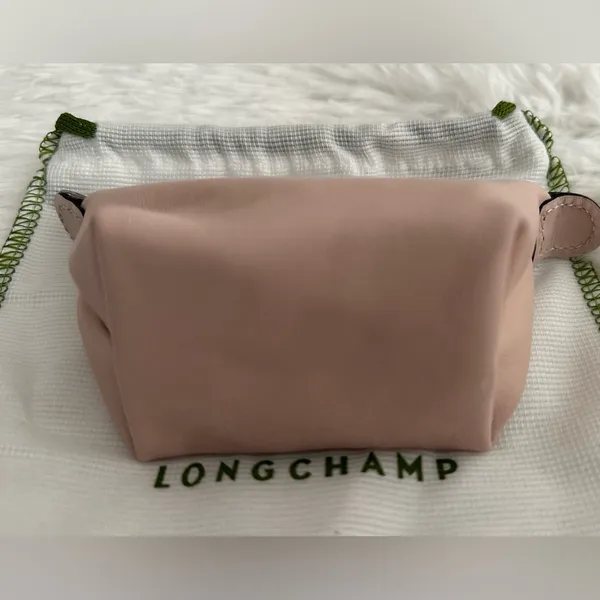 New Longchamp Le Pliage‎ Pale Pink Leather Coin Purse - Image 7