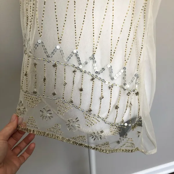 PJK Patterson J Kincaid Top Cami Sleeveless High Neckline Sequin Beaded Boho - Image 6