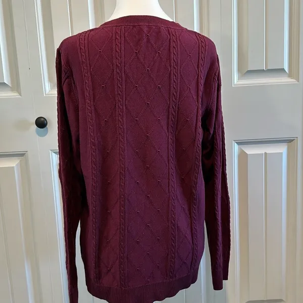 Banana Republic XL Burgundy Scoopneck Cable Knit‎ Sweater - Image 7