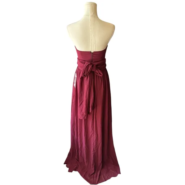 Birdy Grey - NWT Grace Chiffon Cabernet Strapless Bridesmaid Gown Sz XS - Image 4