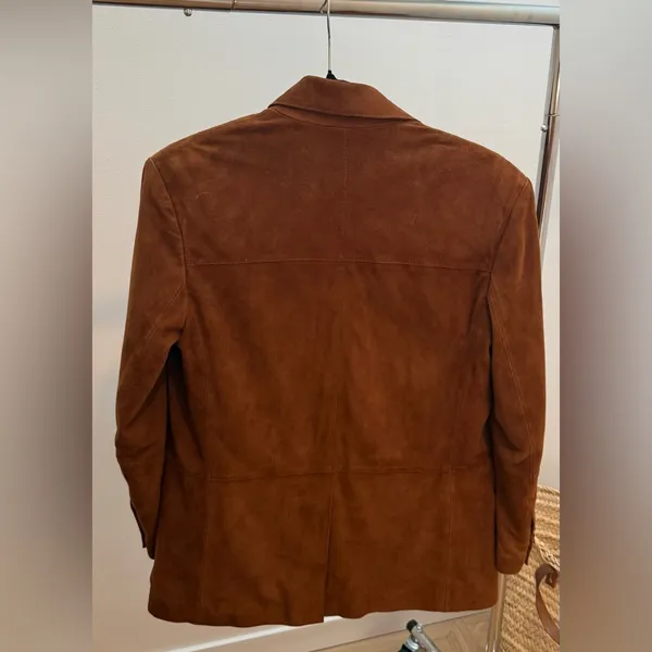 Mango Brown 100% Genuine Suede Leather Blazer Jacket – Women’s Size S– NWT - Image 2