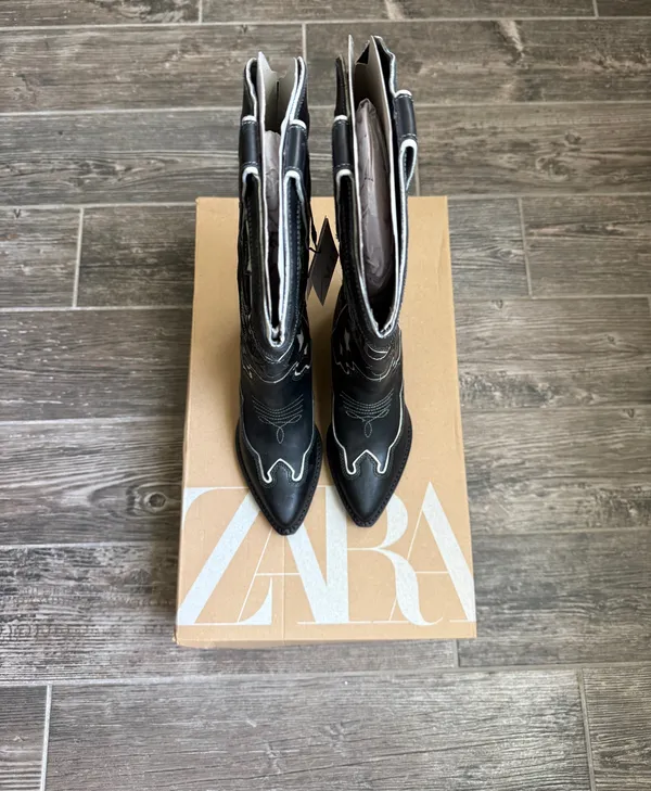 Zara Star Genuine Leather Cowboy Western Boots - Image 5