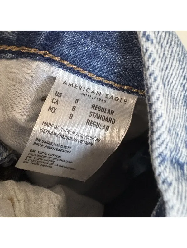 American Eagle Curvy Mom Jean Distressed Acid Wash High Rise Jeans Size 0 - Image 6