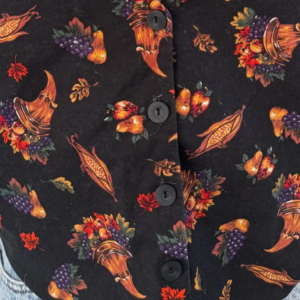 Vintage Harvest Cornucopia Vest Cotton Autumn Thanksgiving teacher medium‎ - Image 6