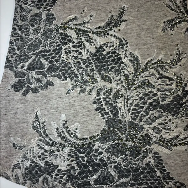 Miss Me Gray Floral Lace Tank Top - Image 2