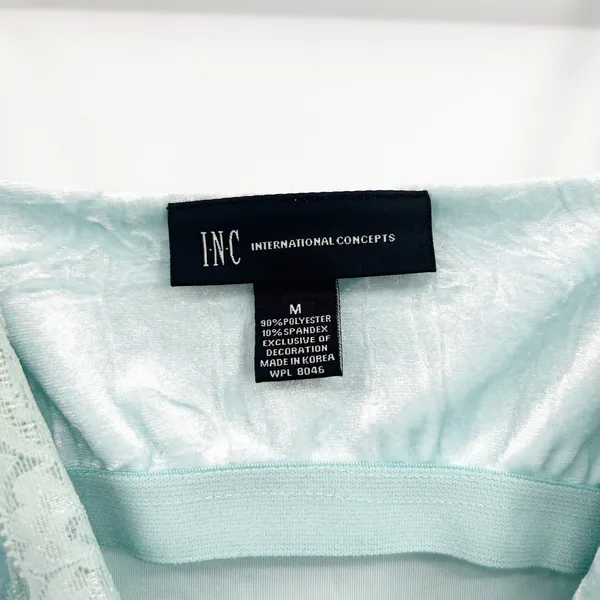 INC Womens‎ Blue Crushed Velvet Lace Trim Y2K Fairycore Spring Cami Top Size M - Image 4