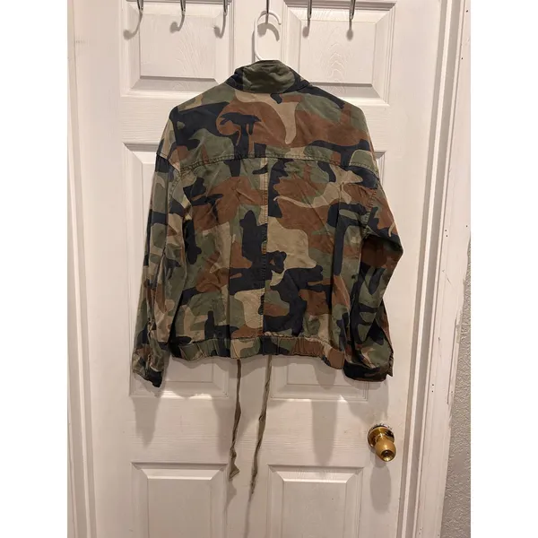 Lucky‎ Brand Womens Camo Utility Jacket Green Brown M Full Zip Military Canvas - Image 6