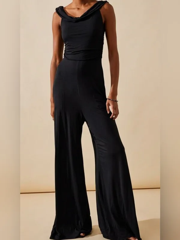 NWT Free People FP Beach Kenna One Piece in Black Off-Shoulder Wide Jumpsuit XS - Image 2