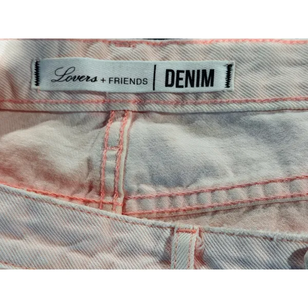 Lovers + Friends Jack High Rise‎ Distressed Denim Shorts Pink Amalfi Size 28 - Image 4