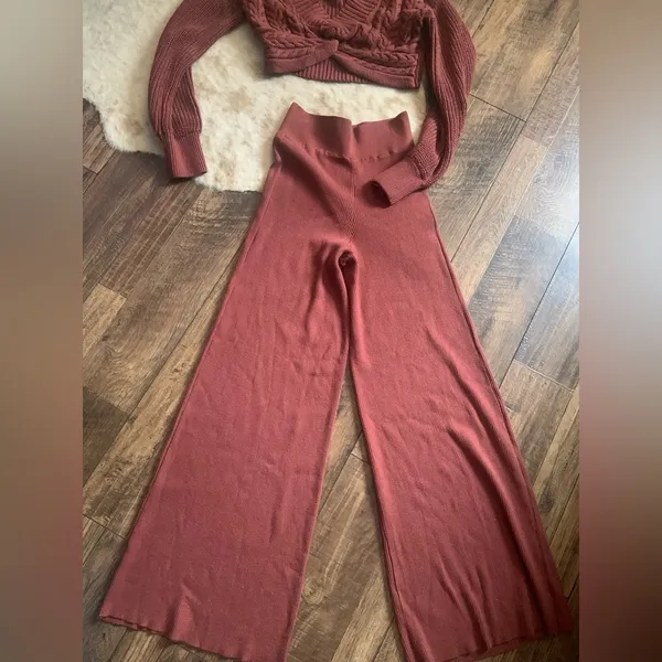 Free People Emilie Sweater Set in Cherry Cola NWT $168 casual revolve fall knit - Image 5