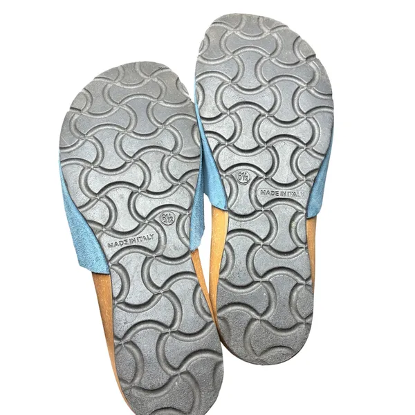 A Giannetti Blue Suede Wedge Slide Sandals Made in Italy Womens 6.5 - Image 8