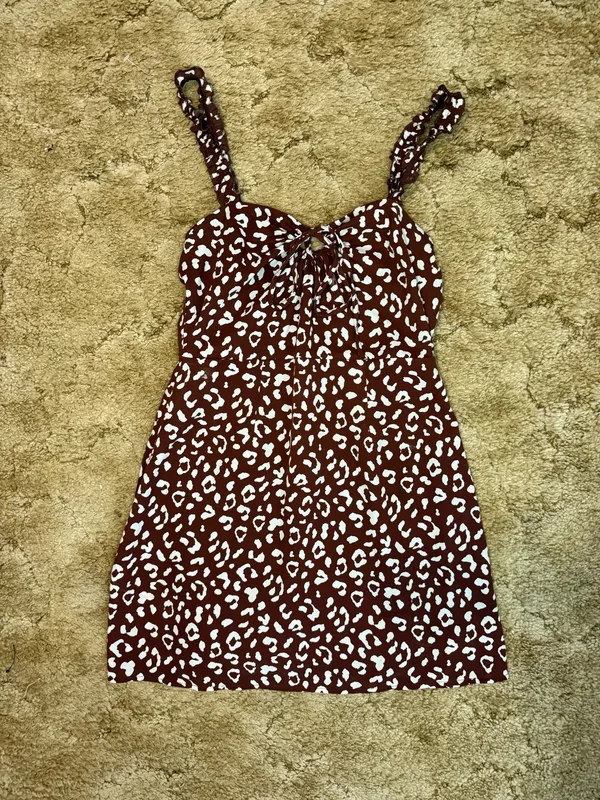 Cotton Candy LA Brown Leopard Print Mini Dress Medium Ruffle Strap - Image 2