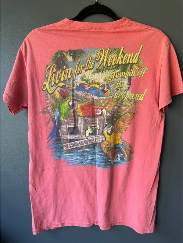 Margaritaville Myrtle Beach Livin' for the Weekend Parrot Graphic T-Shirt - Image 2
