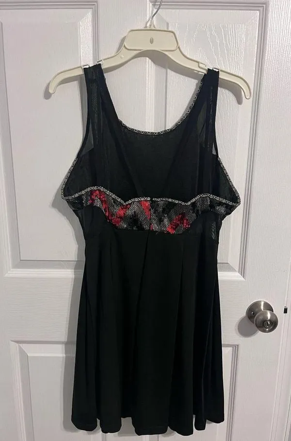 Sequins mesh flowy mini dress Black Size L - Image 3