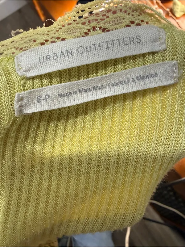 Urban Outfitters Lime Green Ribbed Lace-Trim Wrap Sweater - Image 5
