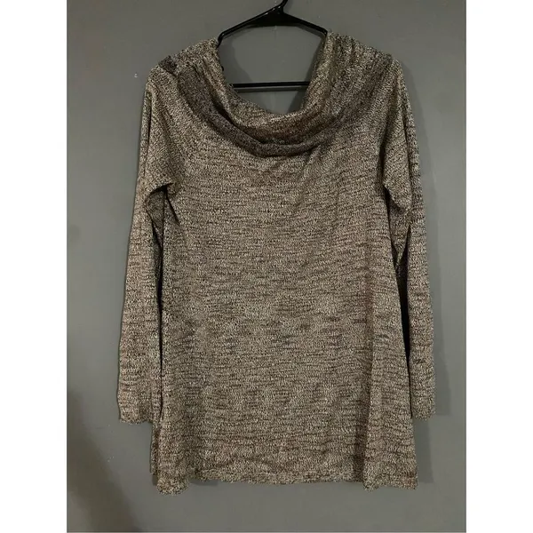 White House Black Market Metallic Off Shoulder Cowl Neck Sweater Size L - Image 5