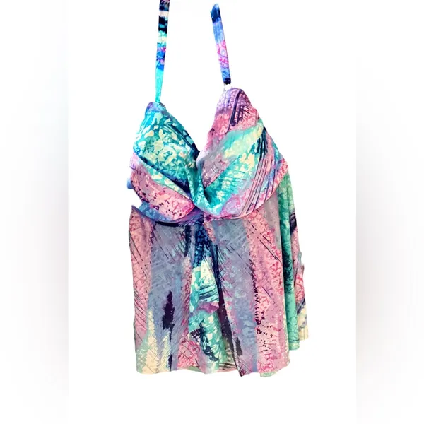 Beach Diva Mesh Halter Baby Doll Mermaid Fairy Ruffle Top Swimsuit Top Sz 12 - Image 3