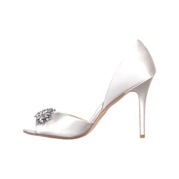 New. Womens Badgley Mischka Nikki Peep Toe Heels, White. Retails $245 - Image 4