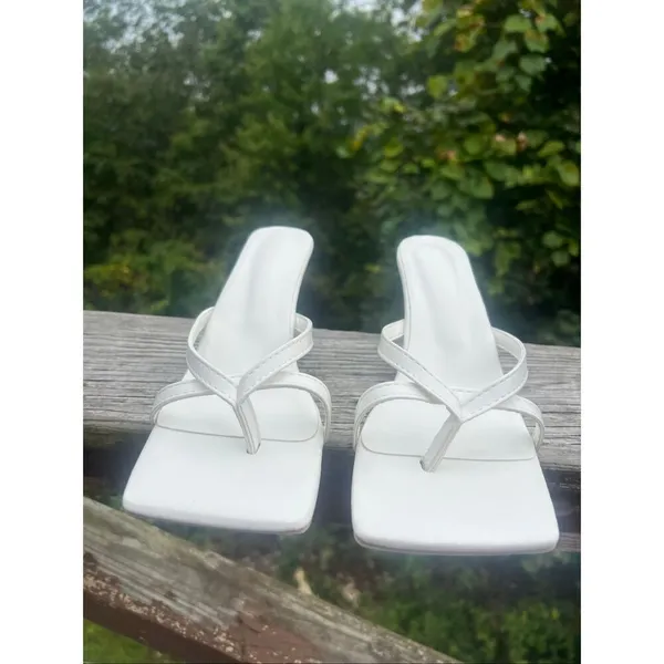 No Brand White Square Toe Sandals Sz 41 (10.5) NIB - Image 3