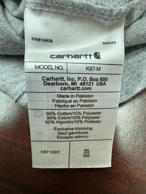 Carhartt Light Heather Grey Mens Loose Fit Short Sleeve Shirt Size 2XL - Image 4