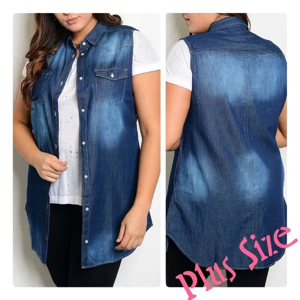 Soft Denim dress-/ open shirt vest NEW - Image 2