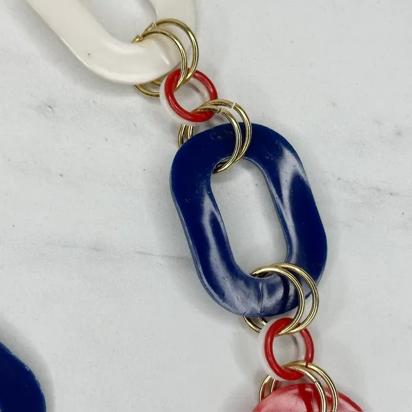 Vintage Red White Blue Plastic Chain Belt Medium/Large (M/L) ✨ - Image 6