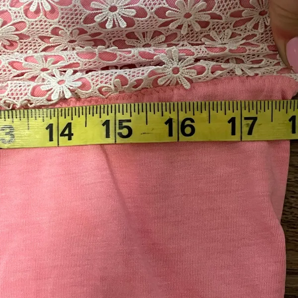 Victoria’s Secret Babydoll Pajama Tank Top Bubblegum Pink With Off White Daisy Coquette Lace Medium - Image 9