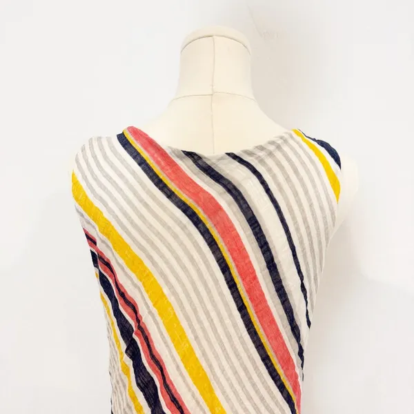 Belle France Dress Size L Striped Cotton Gauze Tiered Lined Midi Cottage Coastal - Image 7