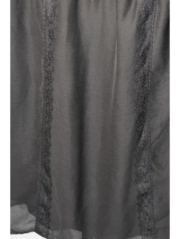 As You Wish Size L Black Sheer Chiffon Lace Tie Front Babydoll Dress Romantic Goth - Image 6