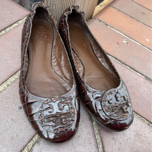 Tory Burch Briwn Patent Leather‎ Flat size 8.5 - Image 3