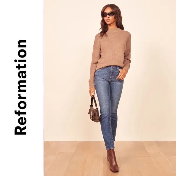 Reformation Sweater Elle Ribbed‎ Marled Mock-Neck Yak Winter Toffee XS GUC - Image 6
