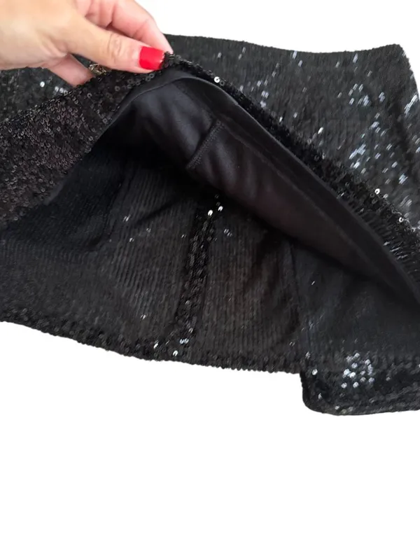 STEVE MADDEN Black Sequin Cargo Pocket Skirt Size Large - Image 2