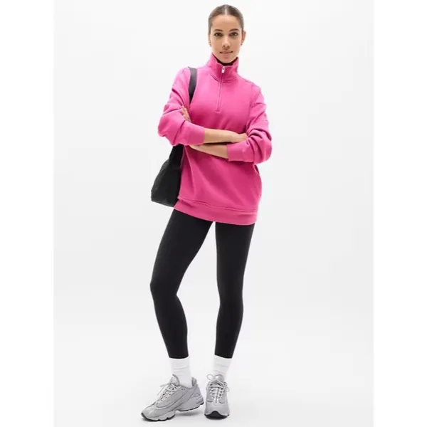New Athleta S Forever Fleece 1/4 Zip Sweatshirt Jewel Pink Small - Image 2