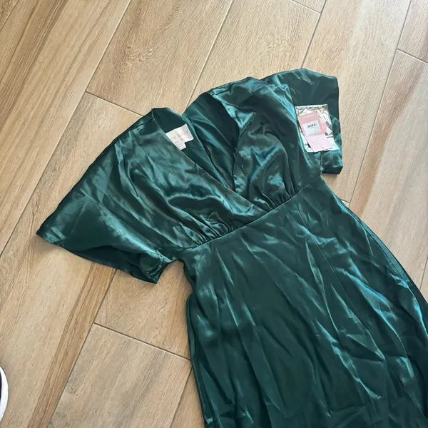 NWT Birdy Grey Jesse Kimono Satin Emerald Bridesmaid Maxi Dress Women Small - Image 12