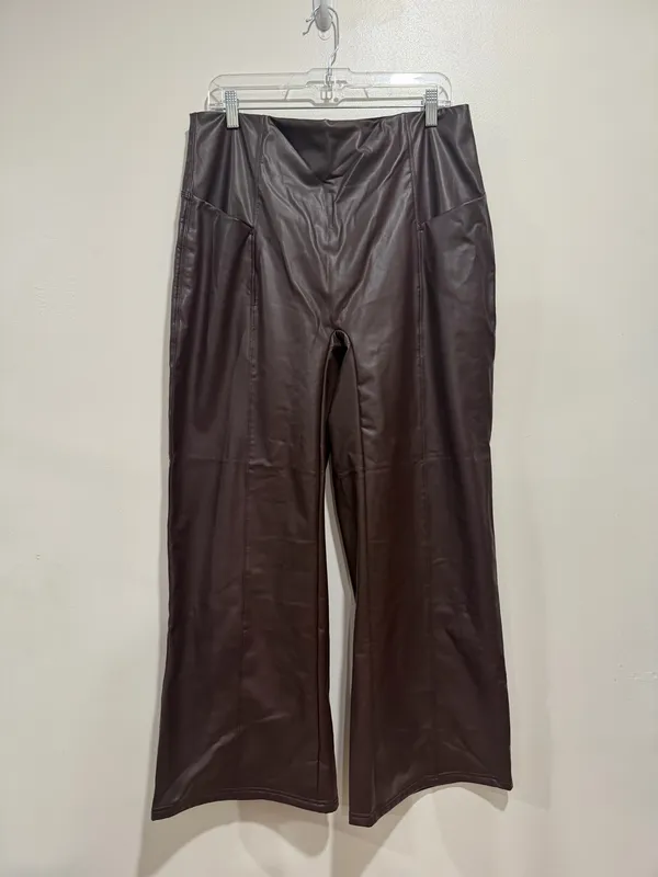 Halara XL Petite Brown Faux Leather High Rise Wide Leg Pants Size XL Petite - Image 2