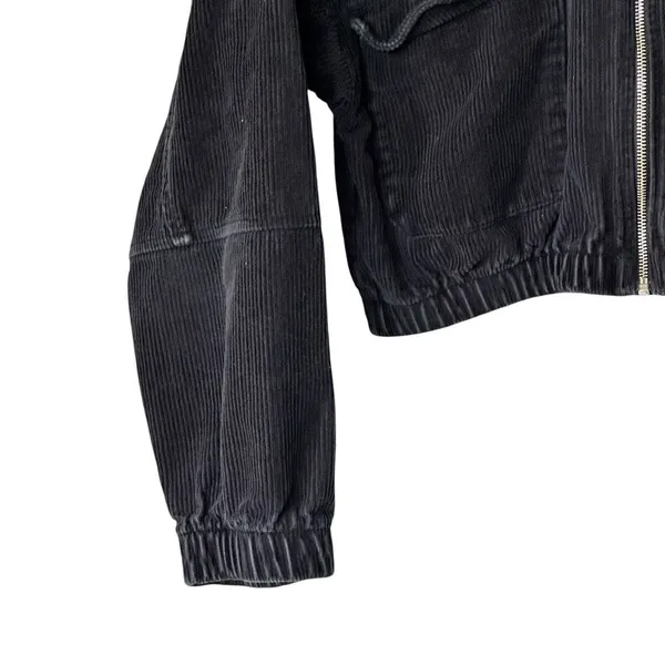 BDG Urban Outfitters S Cropped Corduroy Jacket Women's Black Hooded 90s Y2K - Image 8
