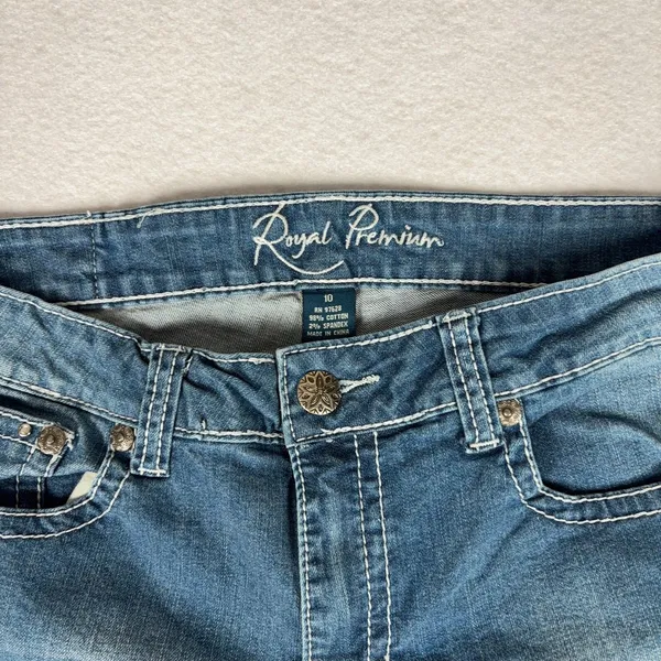 Y2K Royal Premium Bootcut Jeans Women's 10 Rhinestone Embroidered Flap Pockets - Image 5