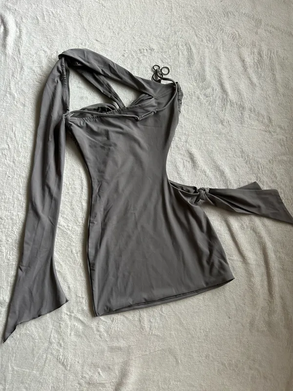 Outcast Clothing Zarah Mini Dress Charcoal - Image 8