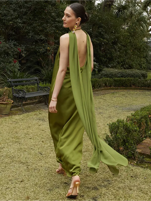 NWT Few Moda Alessia Dress size Large L Clover Green maxi halter o.p.t - Image 2