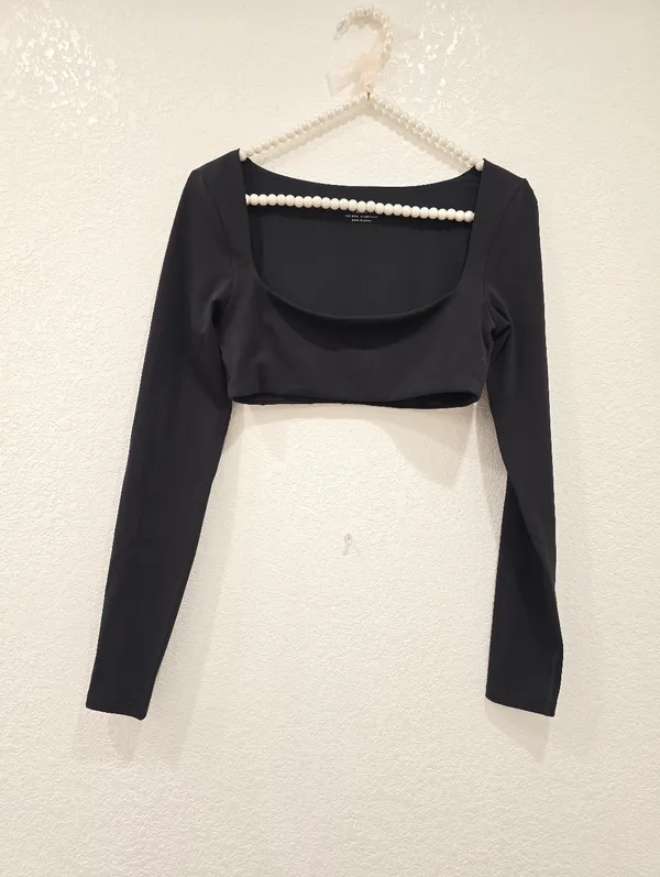 White Fox Active Thriving Long Sleeve Crop Black Small - Image 5