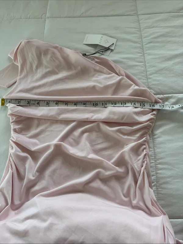 Wayf One-Shoulder Light Pink Maxi Dress - Image 6