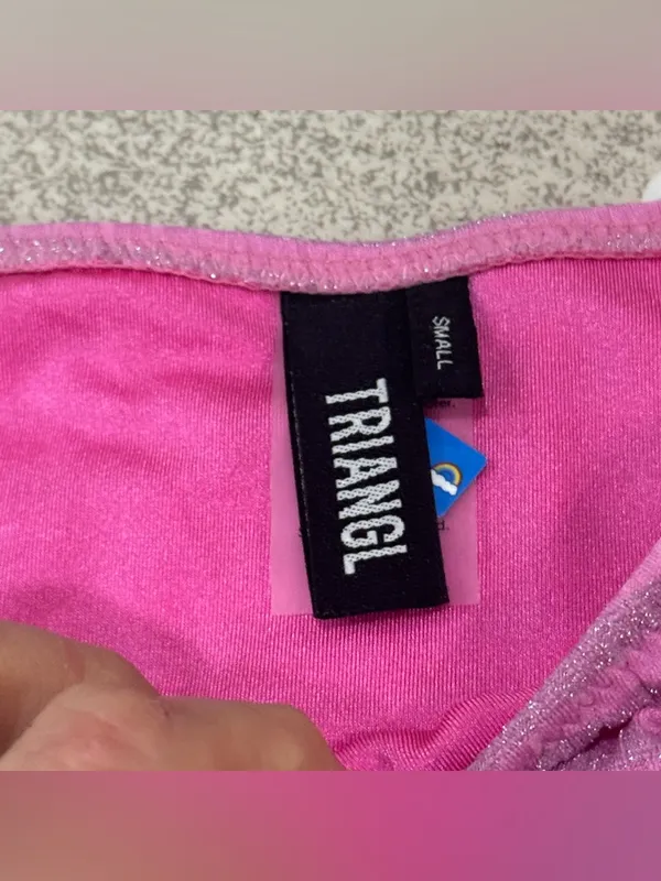Triangl Swimwear Bikini Bottoms tie sides glitter striped cheeky ribbed vinca - Image 3
